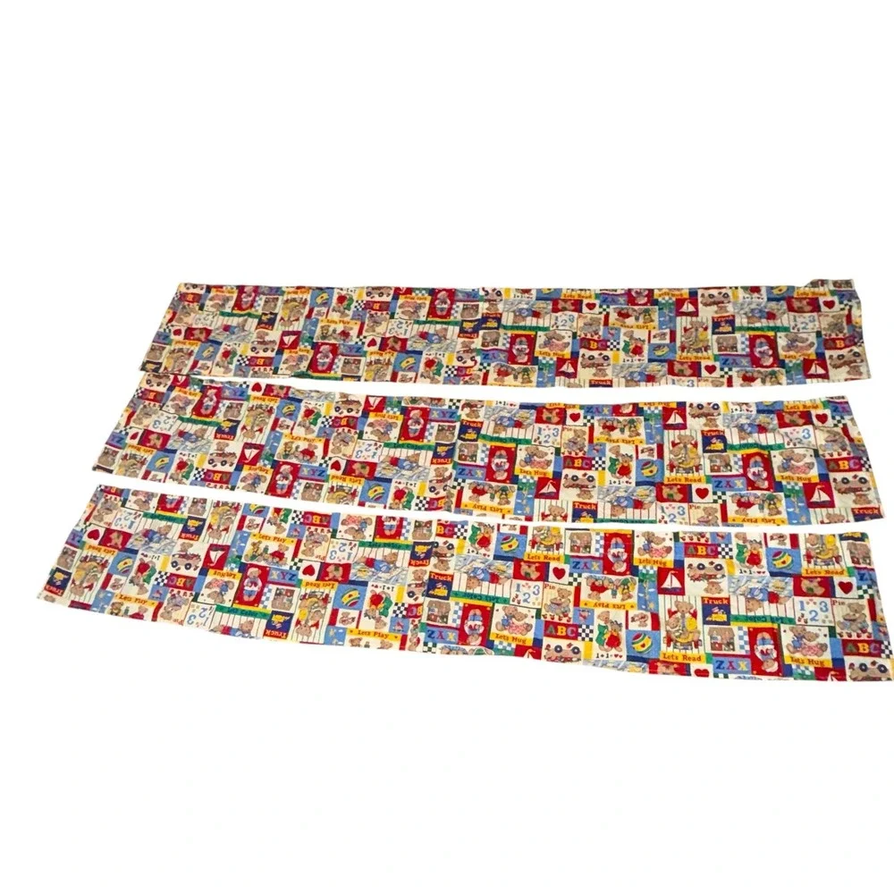 Vtg Cranston Teddy Bear Nursery Pre-K Day Care Valances Set 3 Handmade 14x85